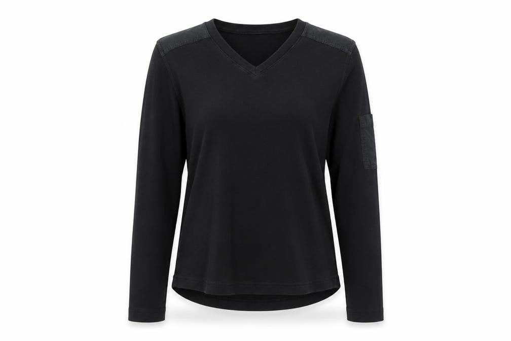 Front view of Oasis women’s black basic blouse, size UK 14