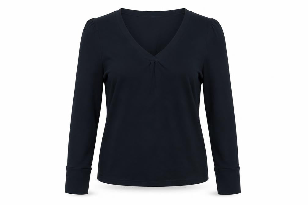 Front view of Active Wear women’s blue basic blouse, size UK 16
