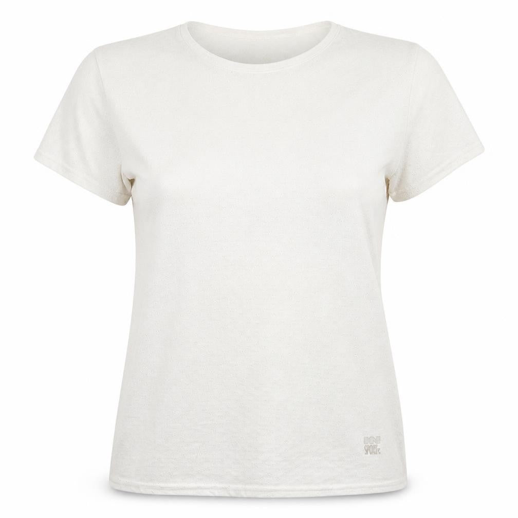 Front view of In Sport women’s white basic t-shirt, size M