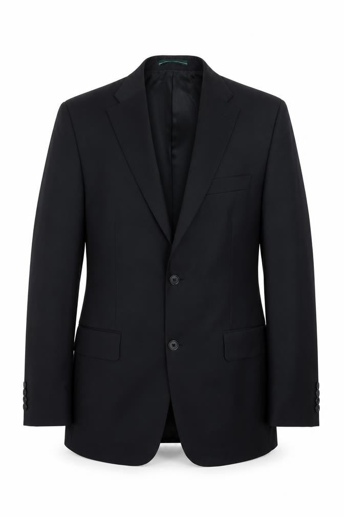 Front view of Greenwoods men’s black jacket suit jacket, size 38
