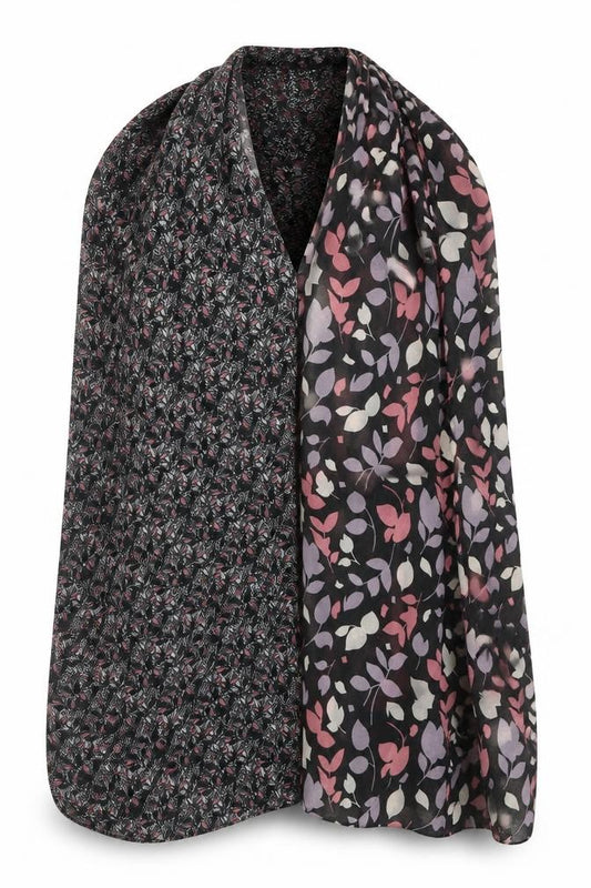 Front view of H&M women’s black floral shawl/wrap
