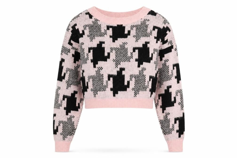 Front view of Lola Skye women’s pink jumper, size UK 10