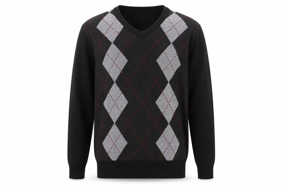 Front view of Hudson Harbour men’s black jumper, size M