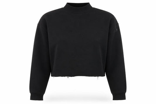 Front view of Primark women’s black pullover sweatshirt, size XS, - cropped