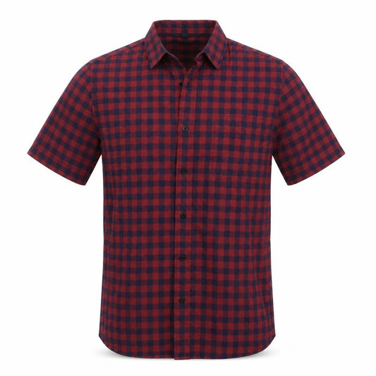 Front view of Top Man men’s multicoloured plaid button-up, size S