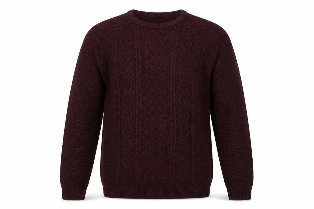 Front view of Easy men’s purple jumper, size L