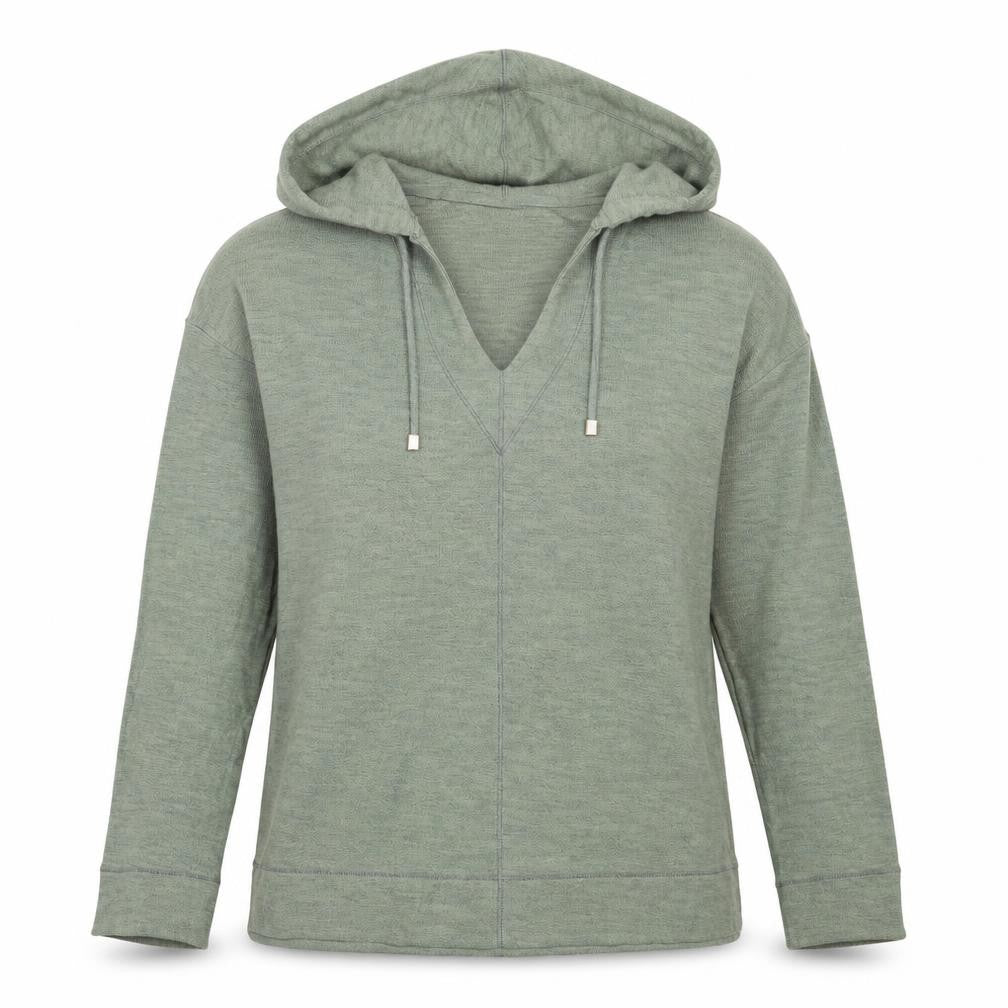 Front view of Marks & Spencer women’s green pullover hoodie, size UK 8