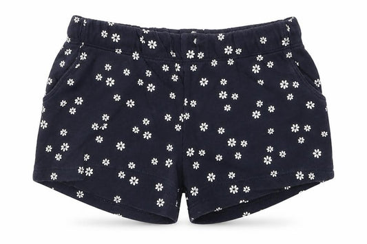 Front view of H&M girls’ blue floral sweat shorts, size 6, years