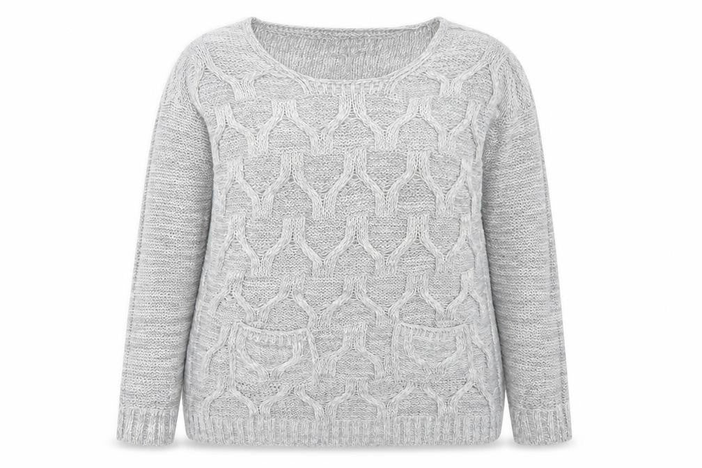 Front view of Remel women’s grey knit jumper, size M