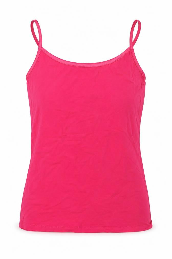 Front view of ESPRIT women’s pink camisole t-shirt, size M