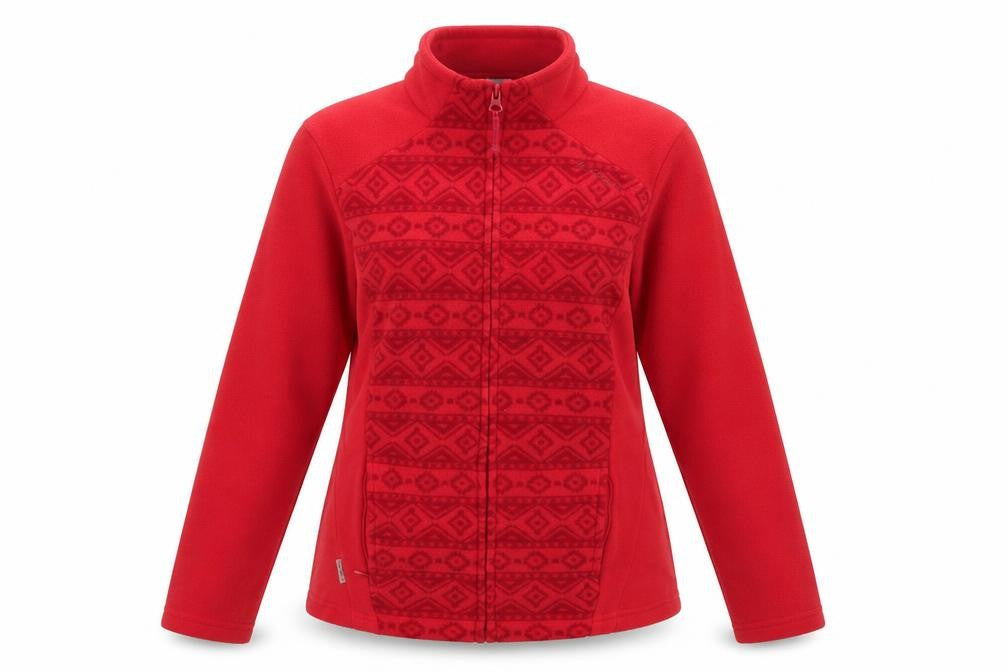 Front view of Stratermic women’s pink argyle/diamond full zip jumper, size S