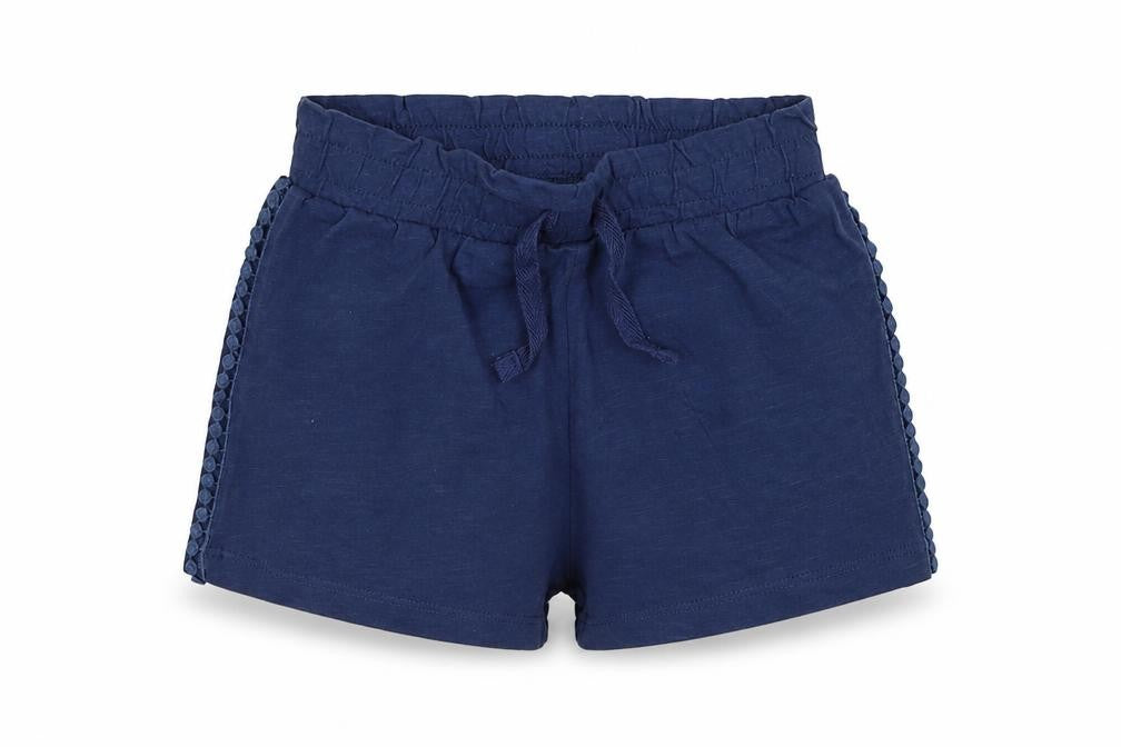 Front view of Tu girls’ blue jersey sweat shorts, size 7, years
