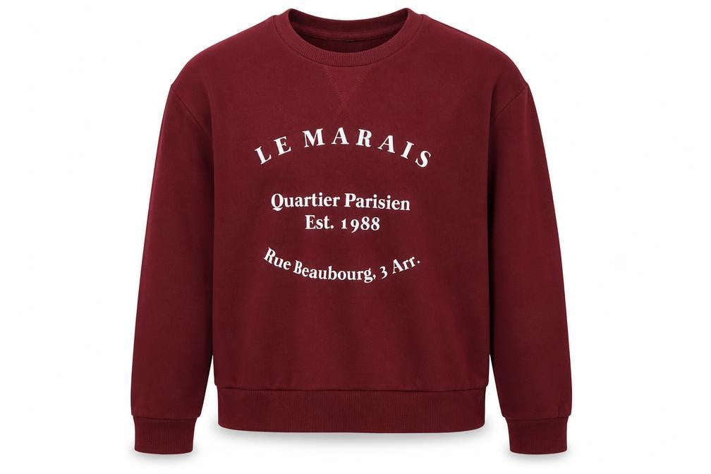 Front view of Primark women’s red jersey pullover sweatshirt, size XS