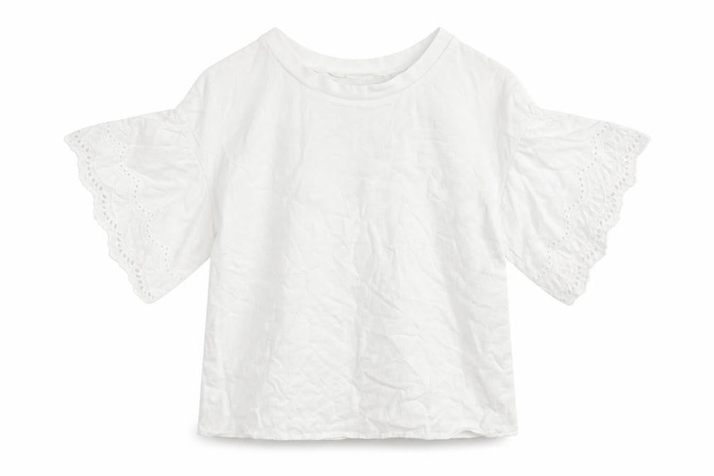 Front view of H&M girls’ white basic t-shirt, size 11, years