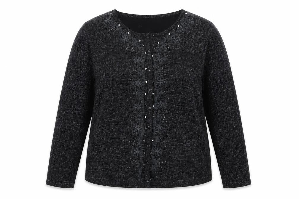 BM Womens Black  Knit Cardigan Jumper Size M