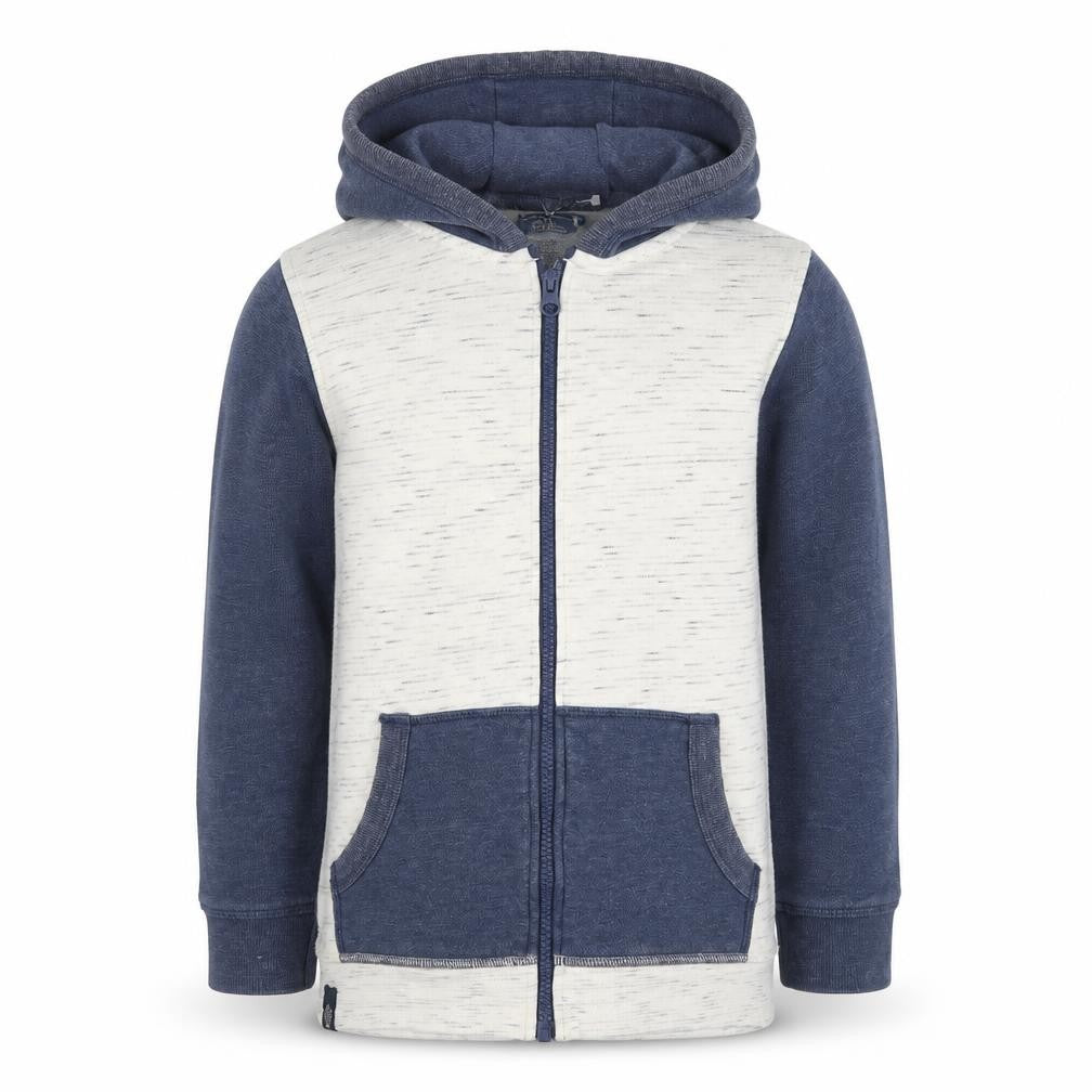 Front view of Tu boys’ blue colourblock full zip hoodie, size 9, years