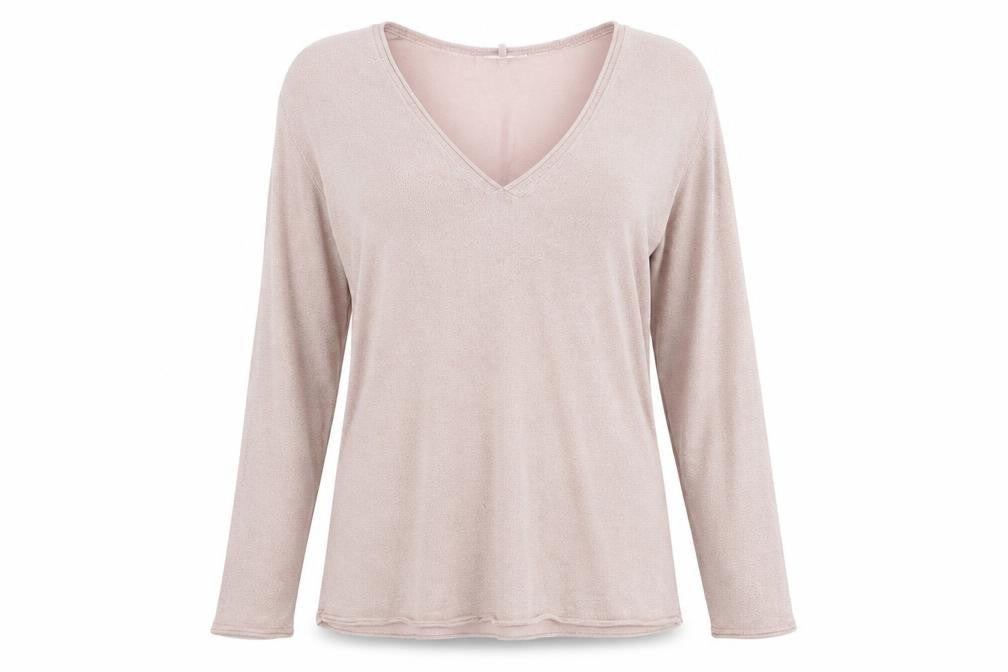 Front view of retrology women’s pink jumper, size L
