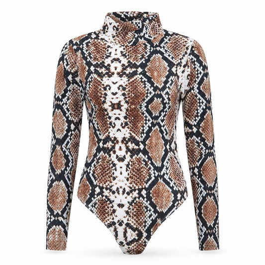 Front view of PRETTYLITTLETHING women’s multicoloured geometric bodysuit one-piece, size UK 10