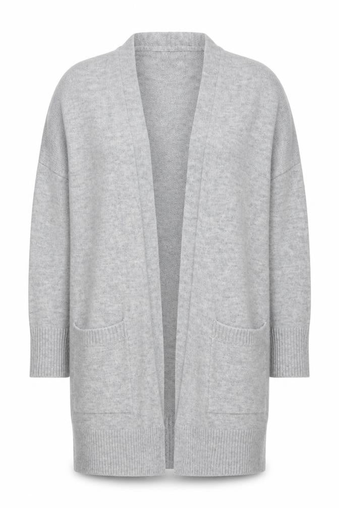 Front view of Sparkle & Fade women’s grey cardigan jumper, size S