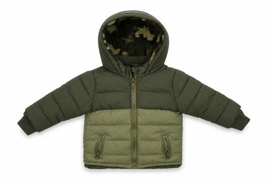 Front view of Primark Baby Green Puffer Jacket Coat, size 3-6, Months