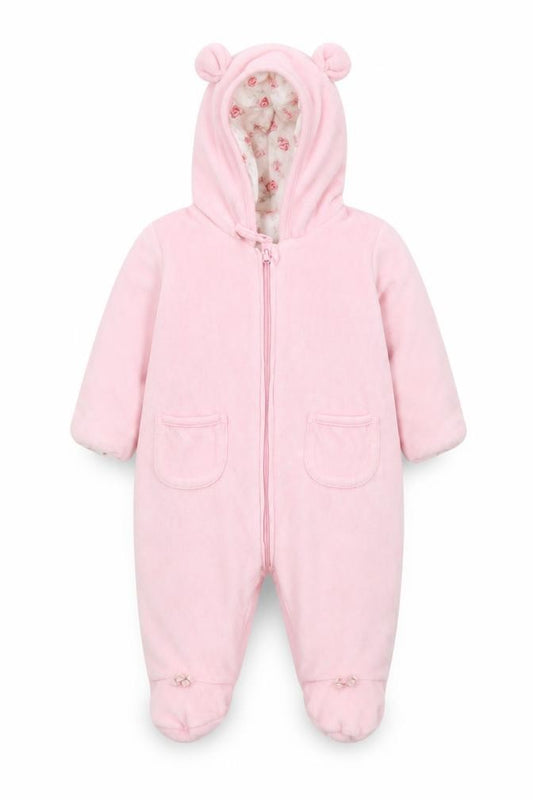 Front view of George girls’ pink basic jacket coatigan, size 3-6, months