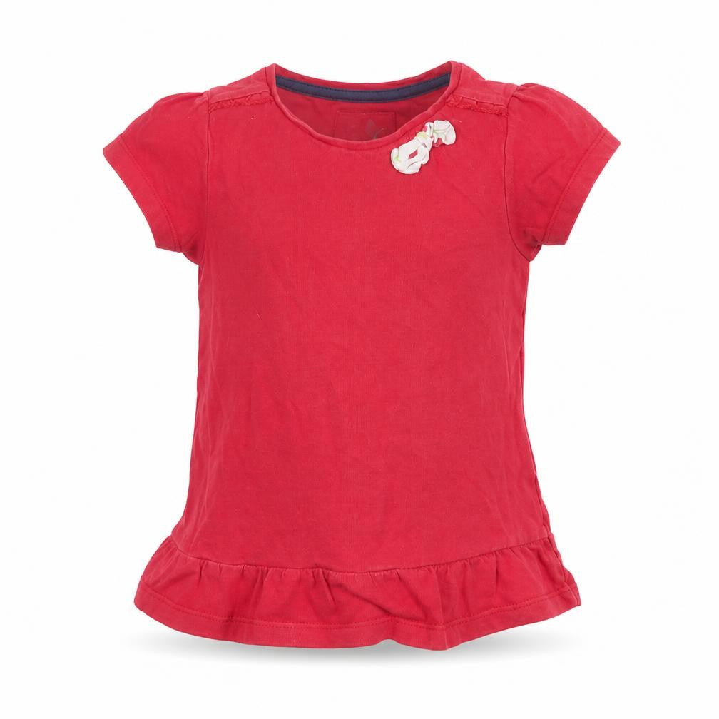 Front view of Tu girls’ red basic t-shirt, size 2-3, years