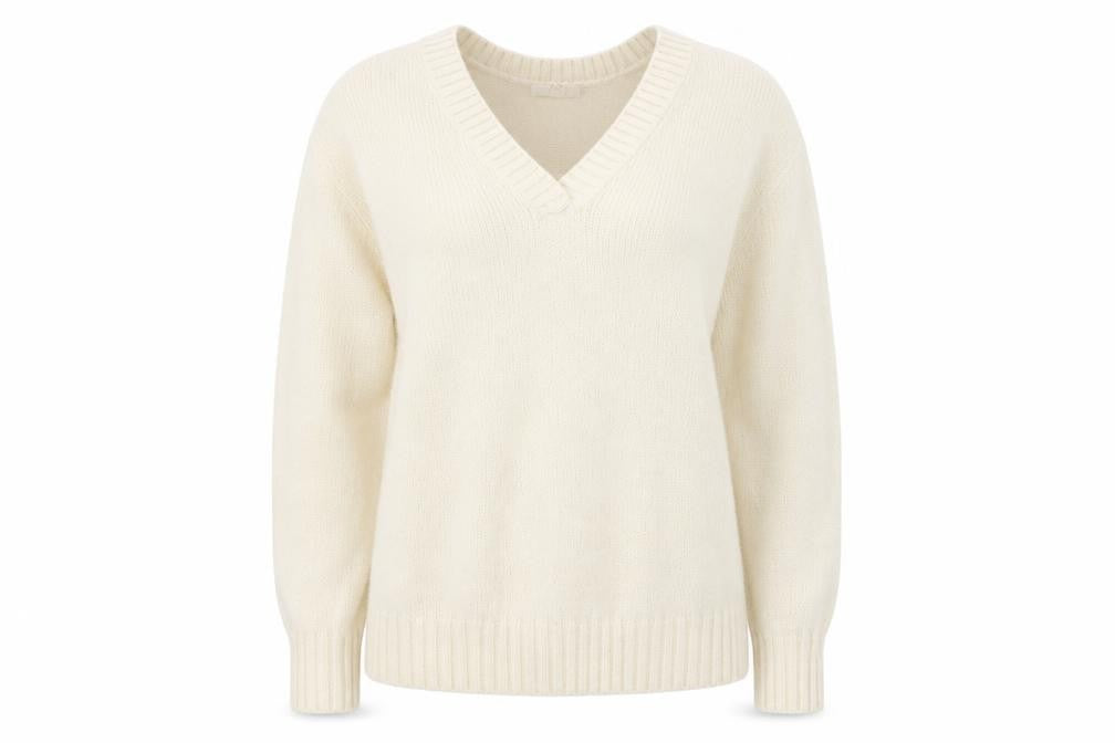 Front view of H&M women’s ivory knit jumper, size XS