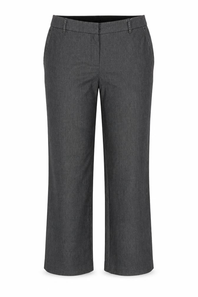Front view of Marks & Spencer women’s grey trousers, size UK 32, in, 28-inch leg