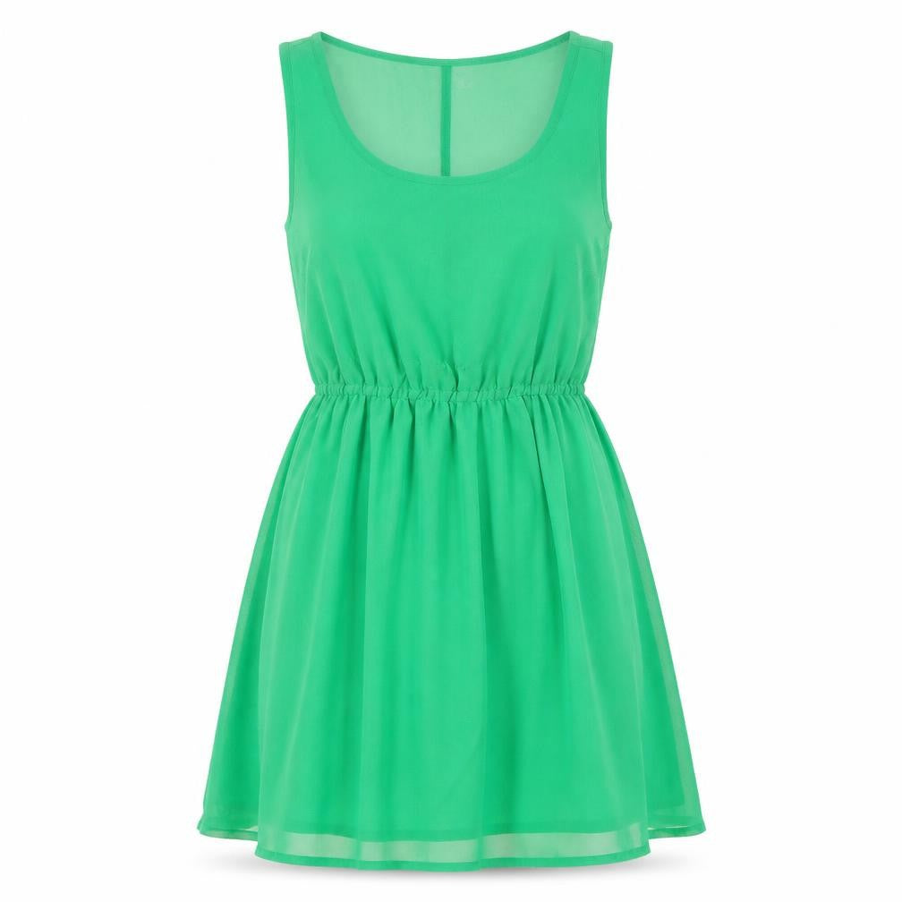 Front view of H&M women’s green fit & flare, size UK 8