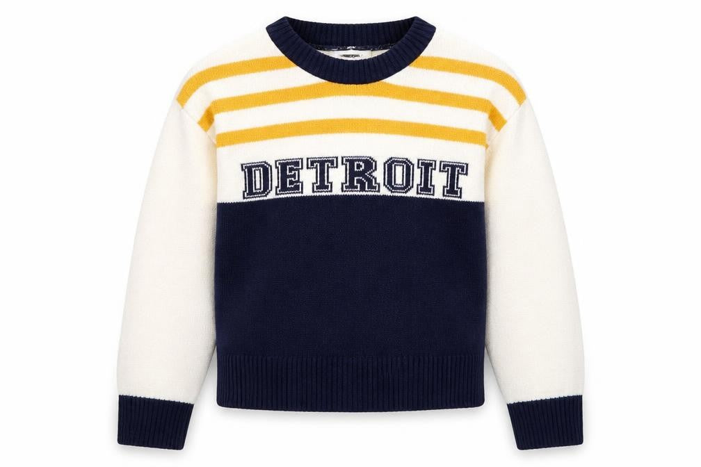 Front view of Matalan girls’ blue striped jumper, size 12, years
