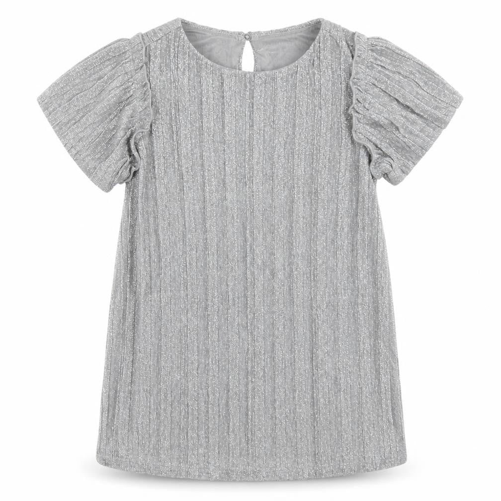 Front view of United Colors of Benetton girls’ silver basic blouse, size 2, years