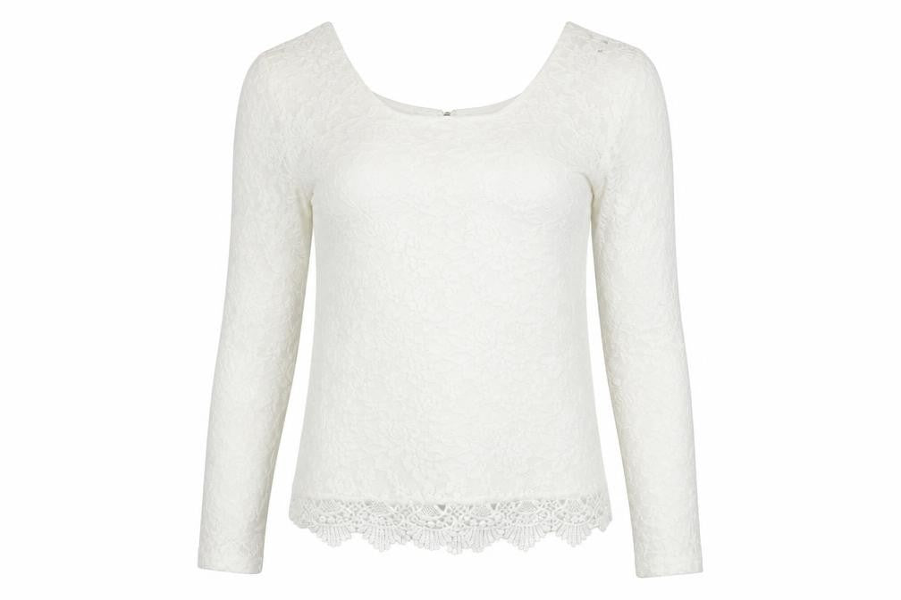 Front view of Reyon women’s white floral basic t-shirt, size L