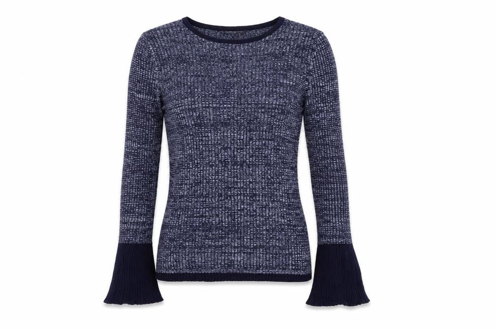 Front view of Marks & Spencer women’s blue jumper, size UK 8
