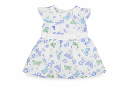 Front view of Baby Boutique girls’ white floral a-line, size 0-3, months
