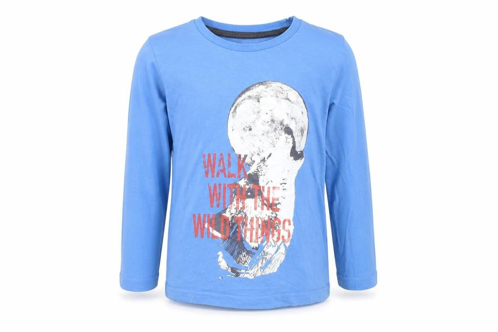 Front view of IUPILU boys’ blue basic t-shirt, size 5-6, years