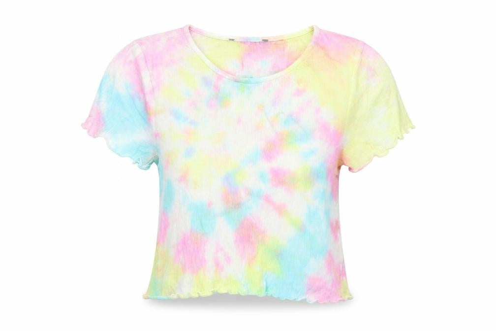 Front view of Primark women’s multicoloured geometric tunic t-shirt, size UK 6