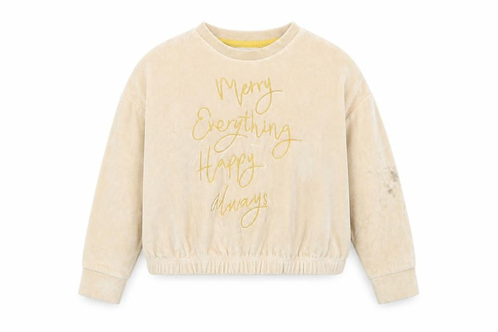 Front view of George girls’ beige jumper, size 4-5, years