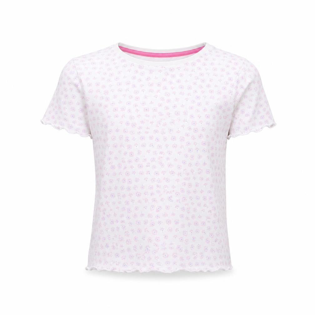 Front view of Matalan girls’ purple floral basic blouse, size 8, years