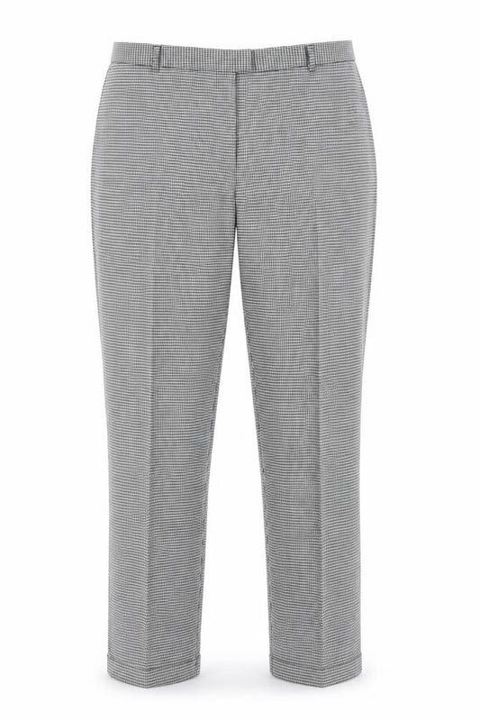 Front view of Papaya women’s multicoloured houndstooth trousers, size UK 12, 25-inch leg