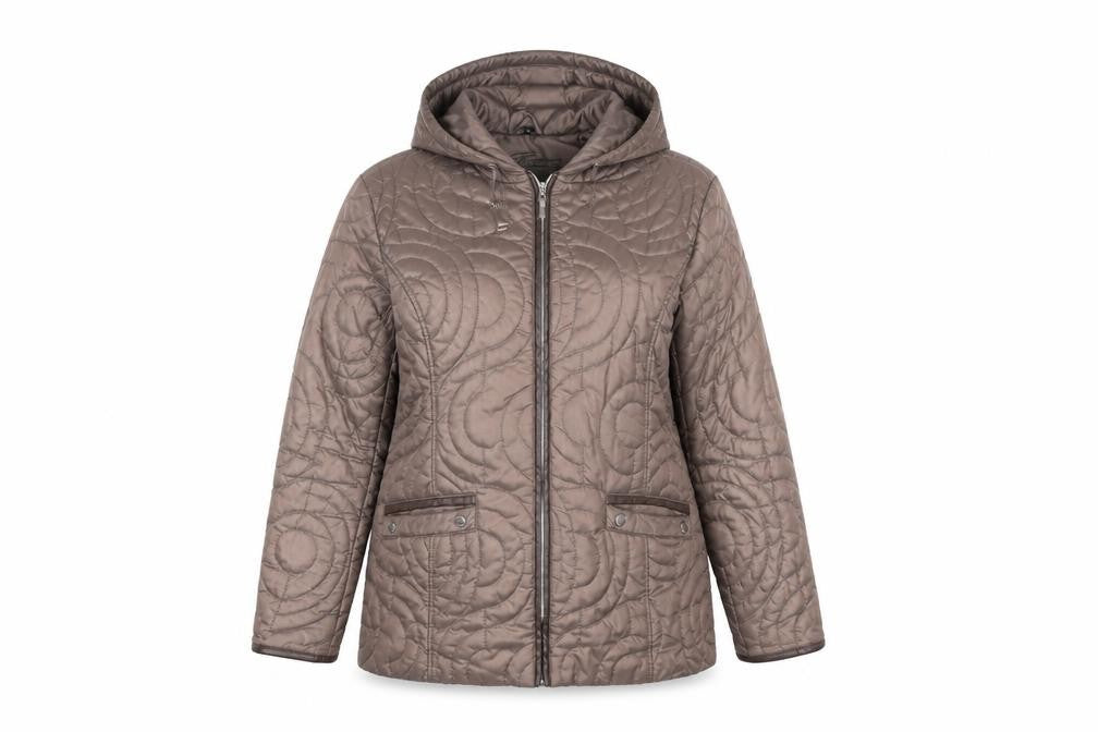Front view of Finesse women’s brown jacket, size UK 14, - metallic look