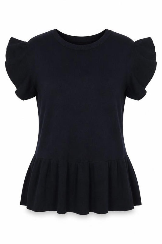 Front view of H&M women’s black basic blouse, size S