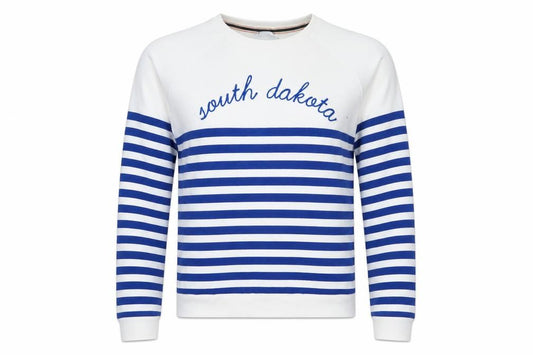 Front view of Matalan women’s multicoloured striped jumper, size UK 12