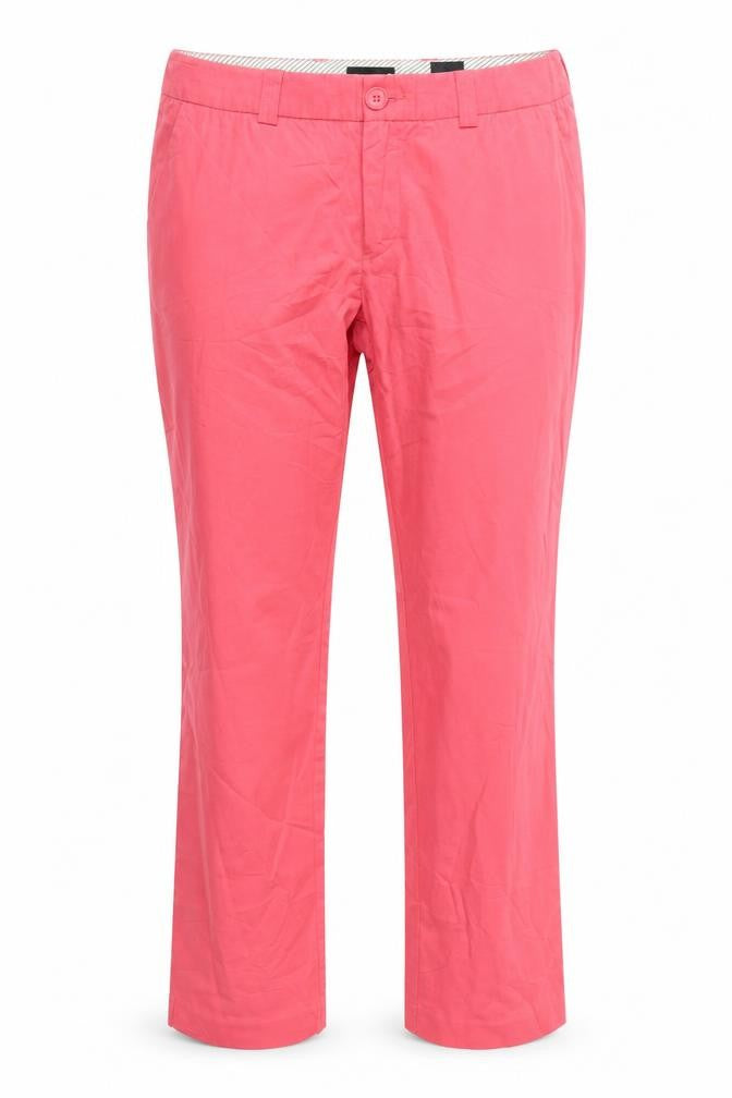 Front view of H&M women’s pink trousers, size UK 10, 29-inch leg