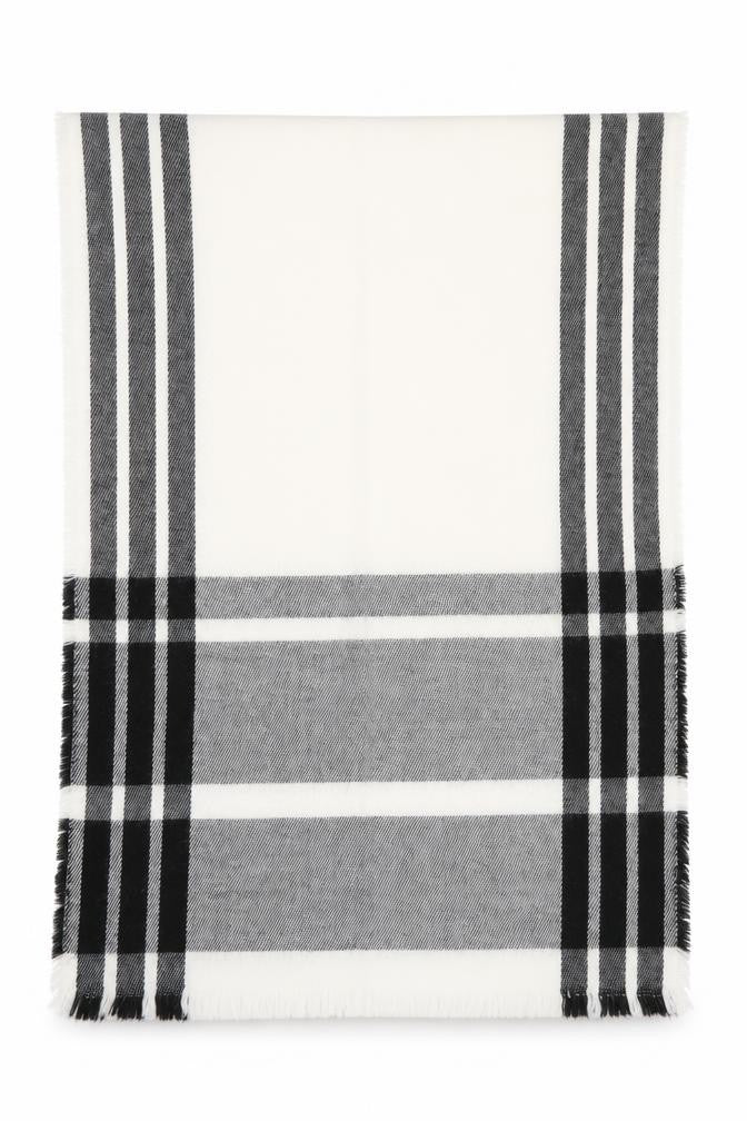 Front view of Atmosphere women’s black check shawl/wrap
