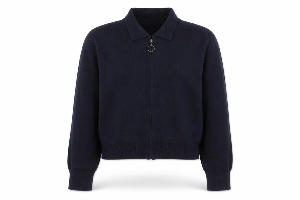 Front view of Topshop women’s blue full zip sweatshirt, size L