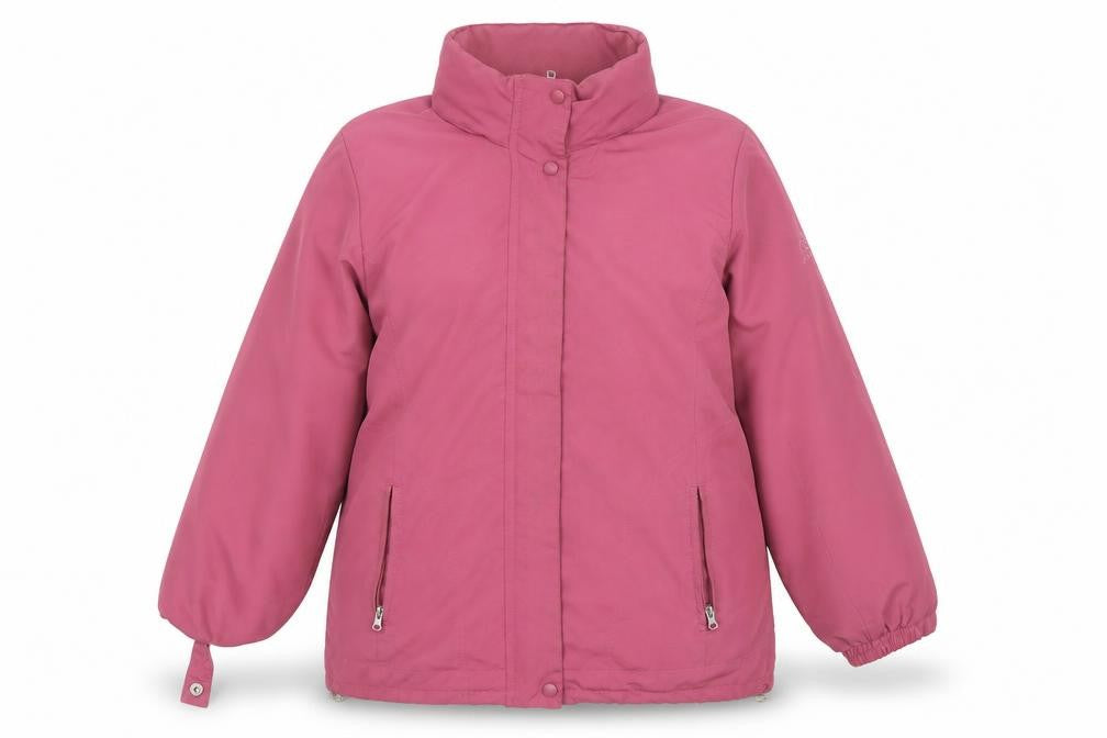 Front view of Bonmarché women’s pink rain coat coat, size M
