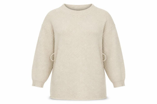 Front view of I SAW IT FIRST women’s beige jumper, size UK 8