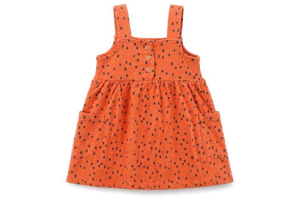Nutmeg Boys Orange Spotted  Pinafore/Dungaree Dress  Size 12-18 Months