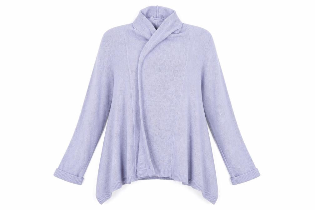 Front view of Papaya women’s purple cardigan jumper, size UK 12