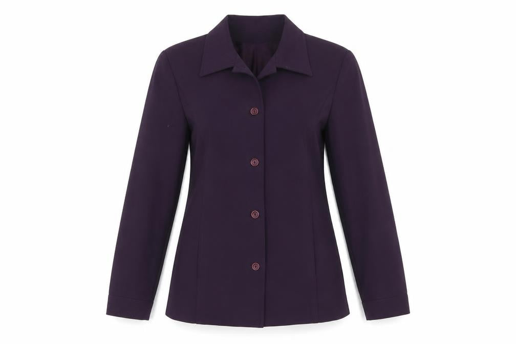 Front view of Preworn women’s purple jacket, size UK 12